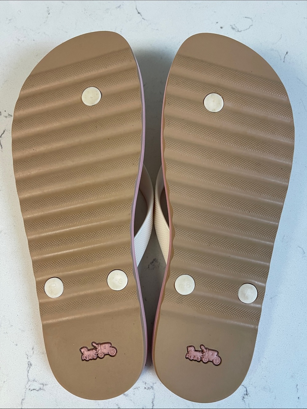 Coach “Zak” FG3437 Pink Floral Rubber Flip Flops Size 8 - Picture 10 of 17